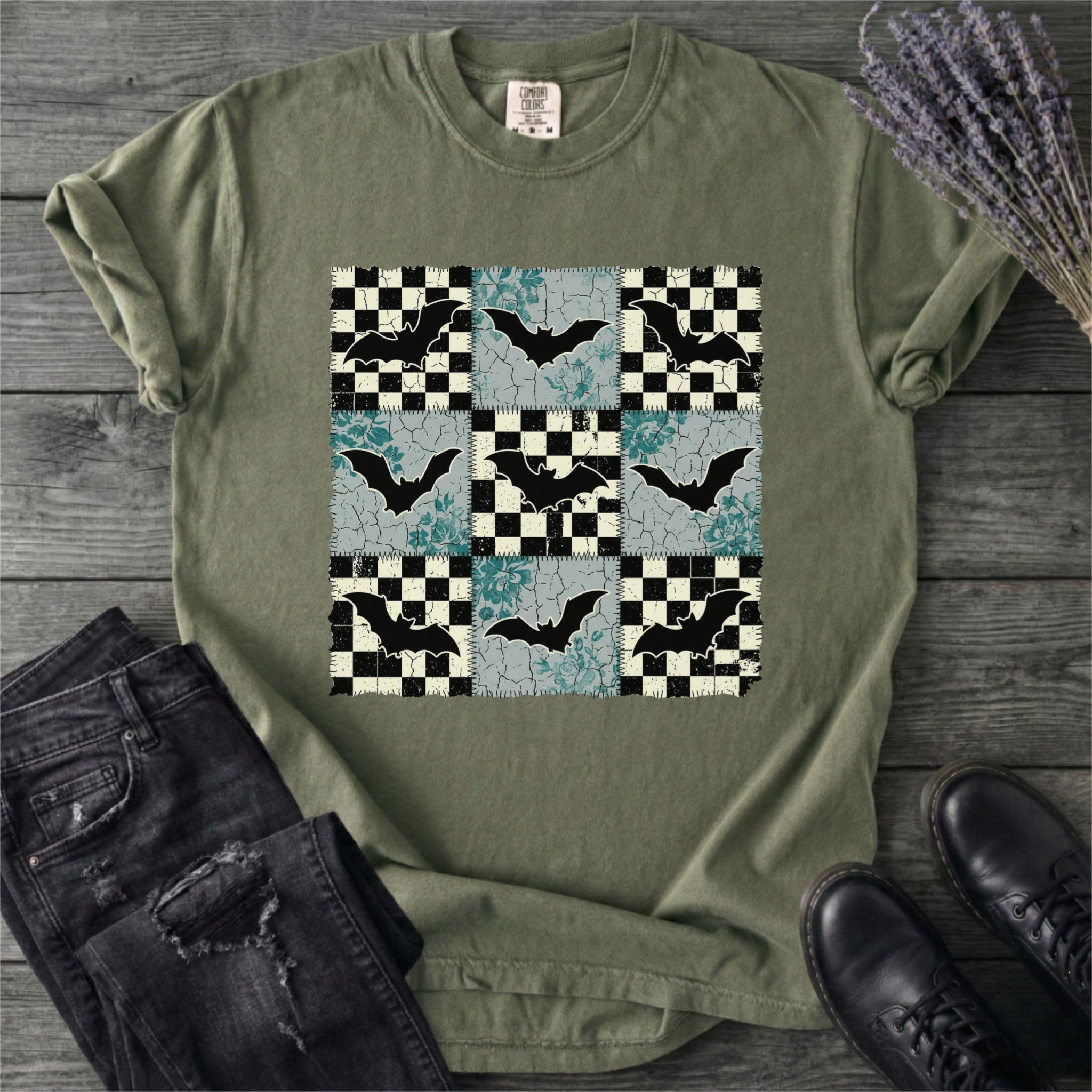 Distressed Bat Grid T-Shirt