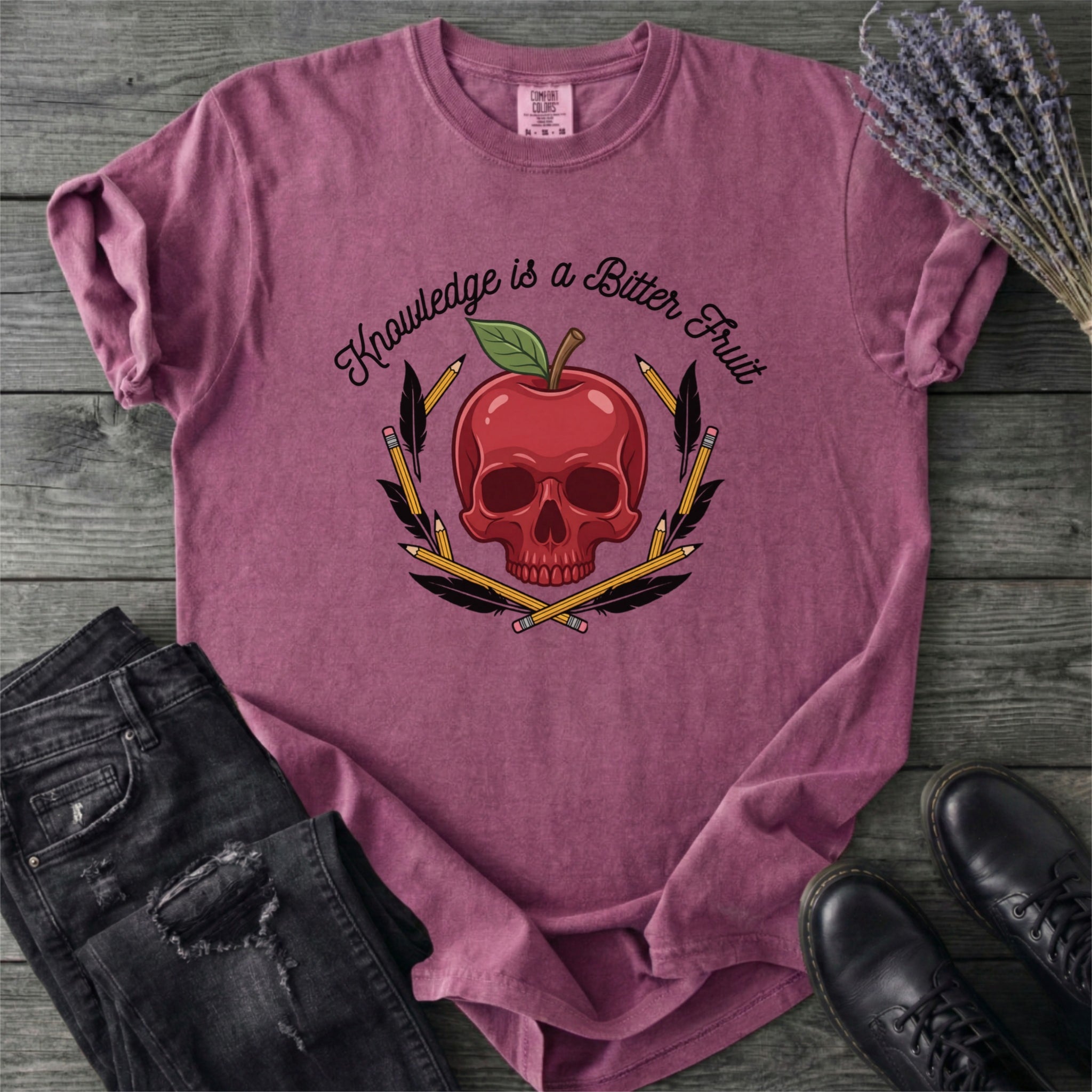 Knowledge Is A Bitter Fruit Apple Skull T-Shirt