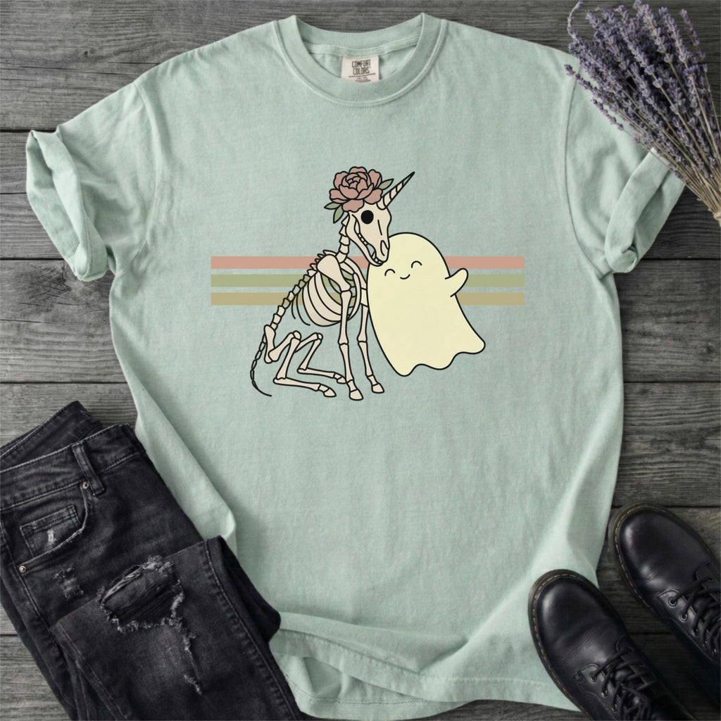 Unicorn Skeleton Ghost Hug T-Shirt