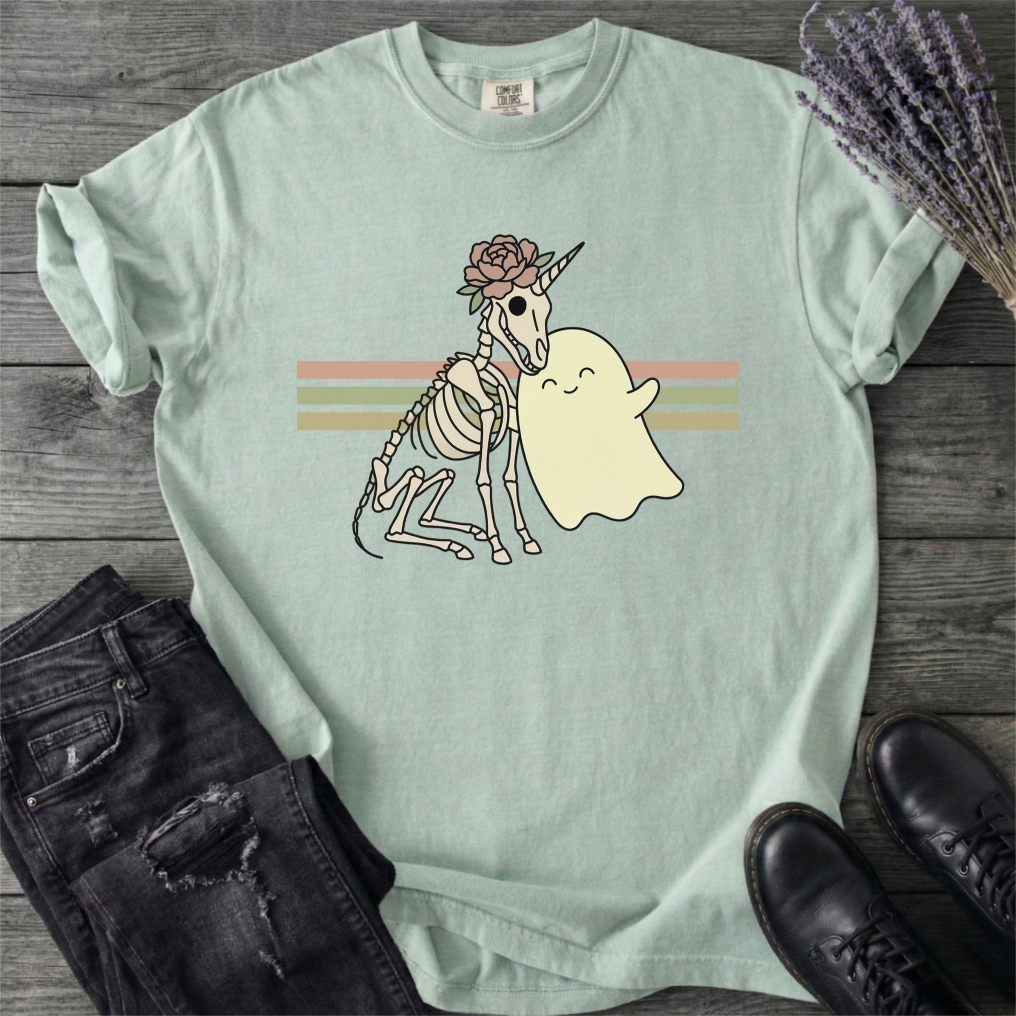 Unicorn Skeleton Ghost Hug T-Shirt
