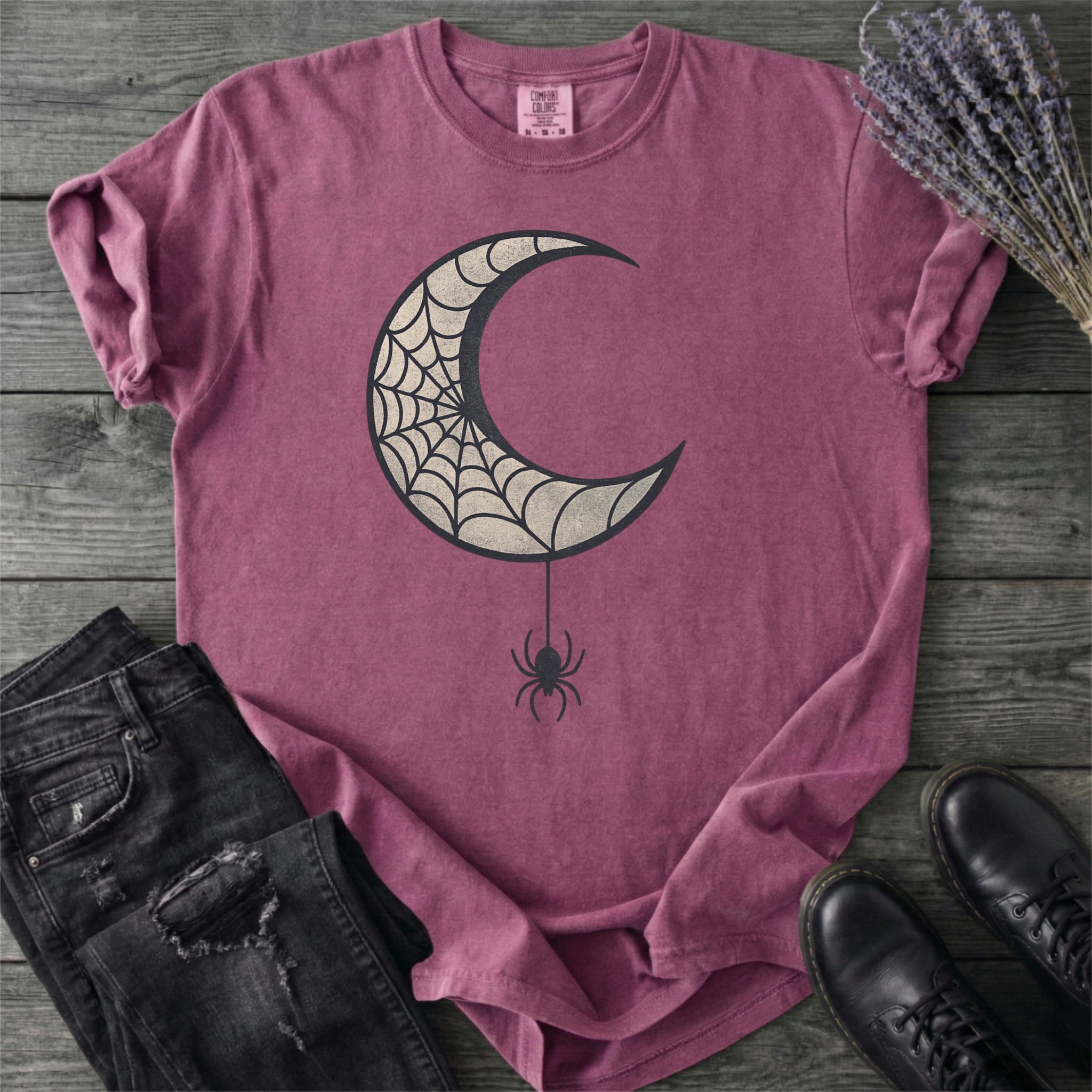 Spiderweb Crescent Moon T-Shirt