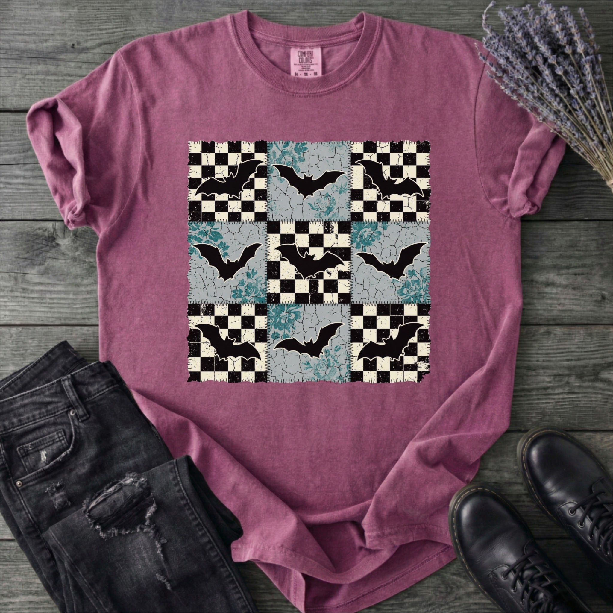Distressed Bat Grid T-Shirt