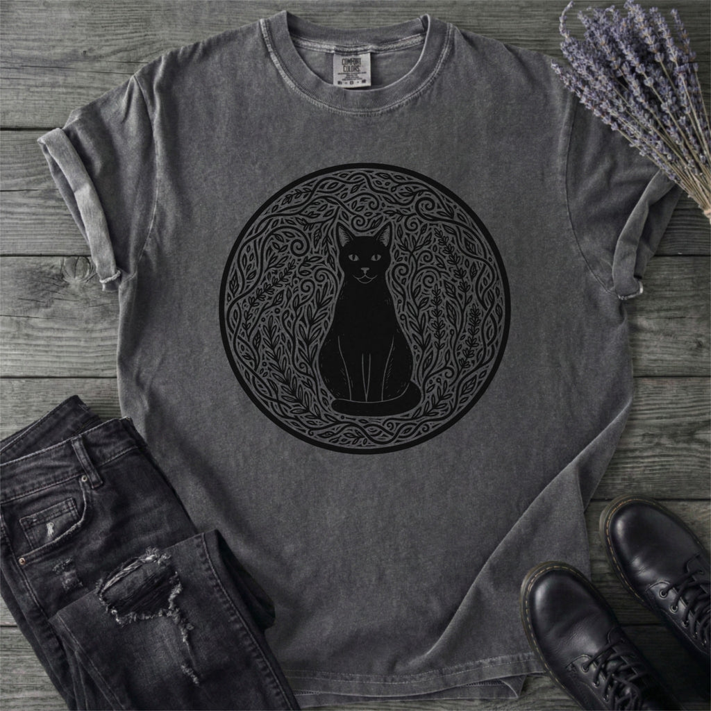 Garden Cat Linocut T-Shirt