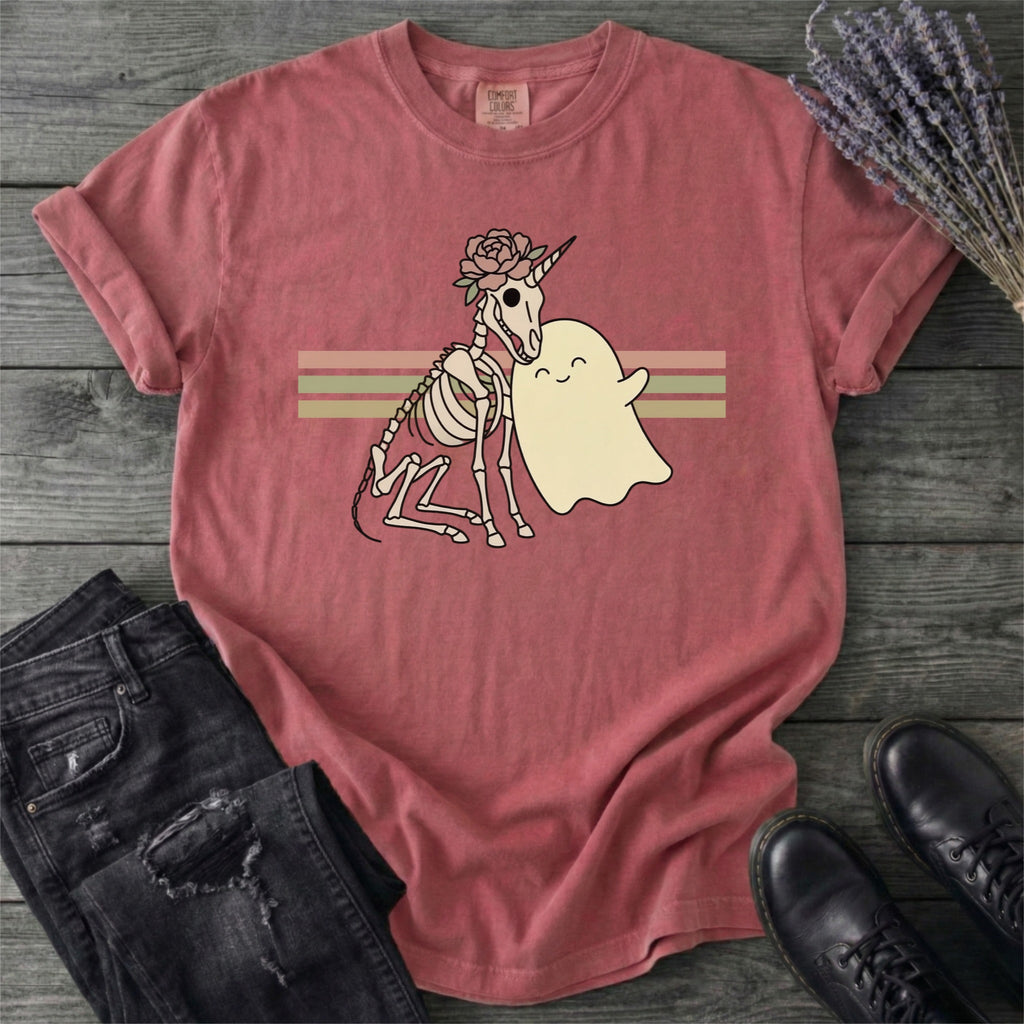 Unicorn Skeleton Ghost Hug T-Shirt