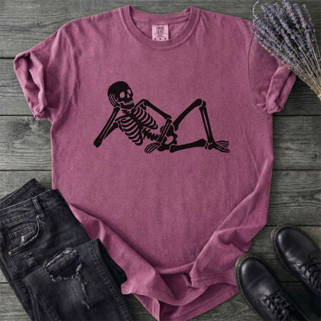 Lounging Skeleton Gothic T-Shirt