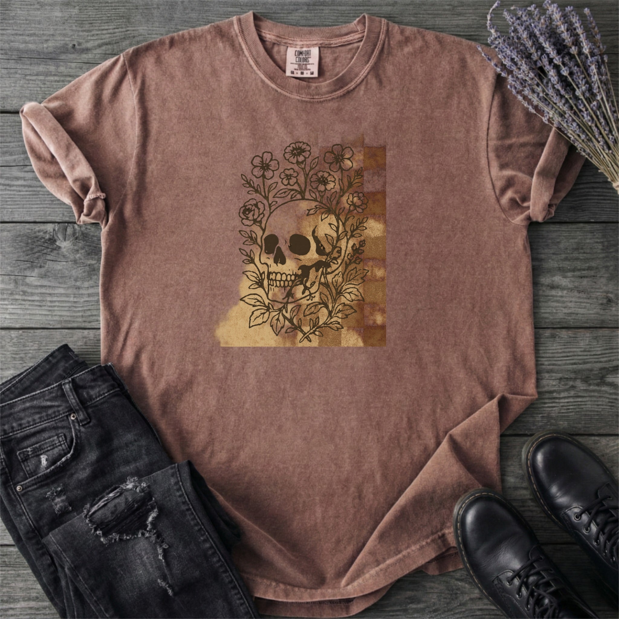 Skull Checker Grunge T-Shirt