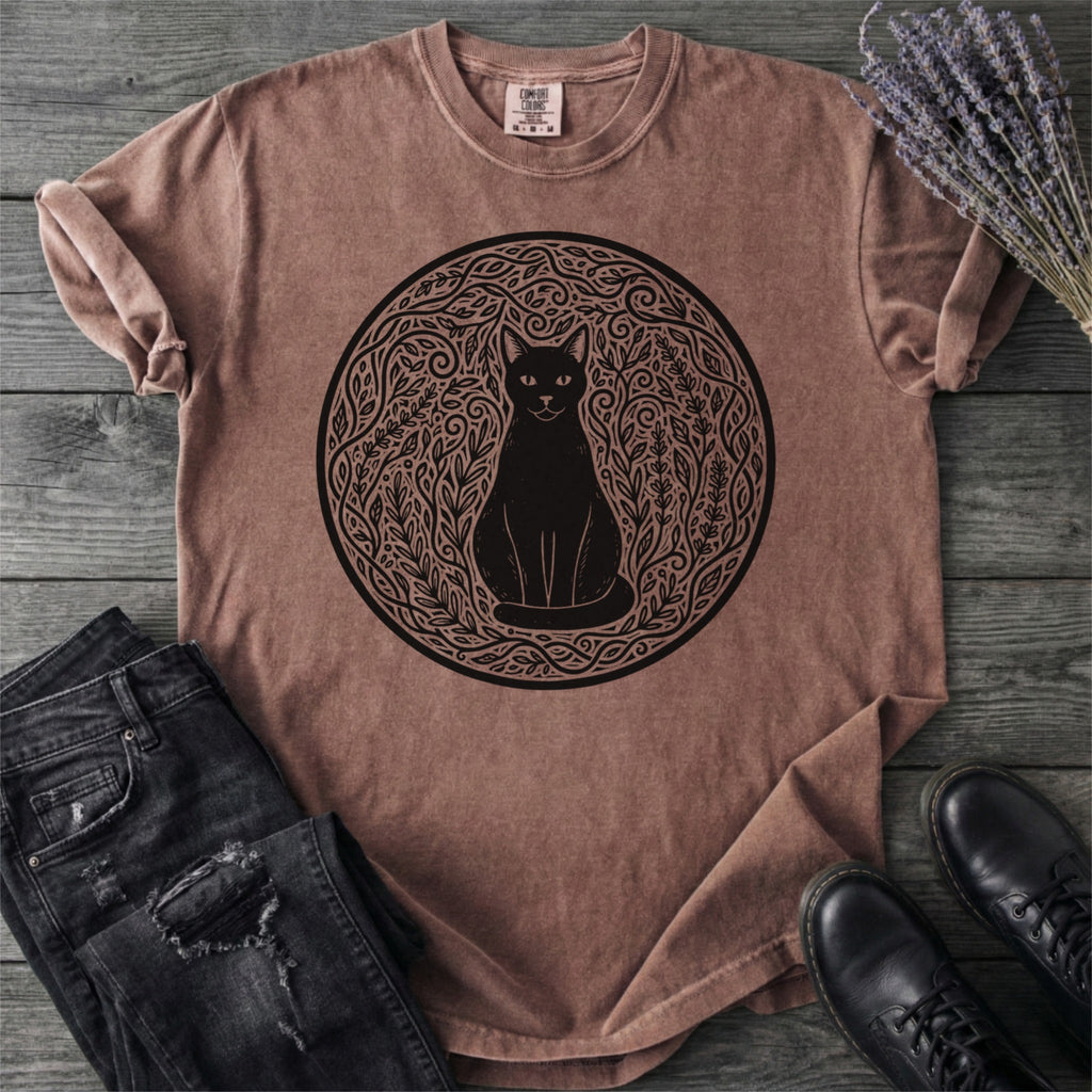 Garden Cat Linocut T-Shirt