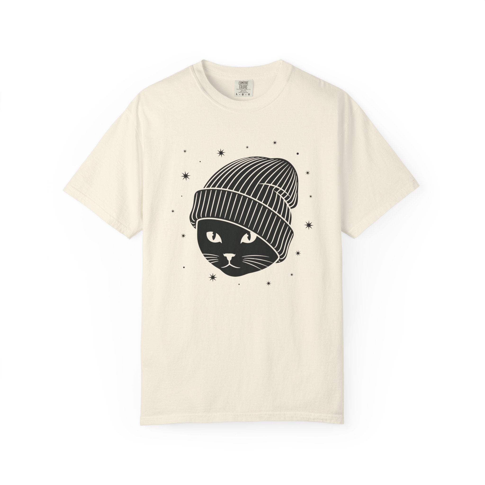 Black Cat Beanie T-Shirt