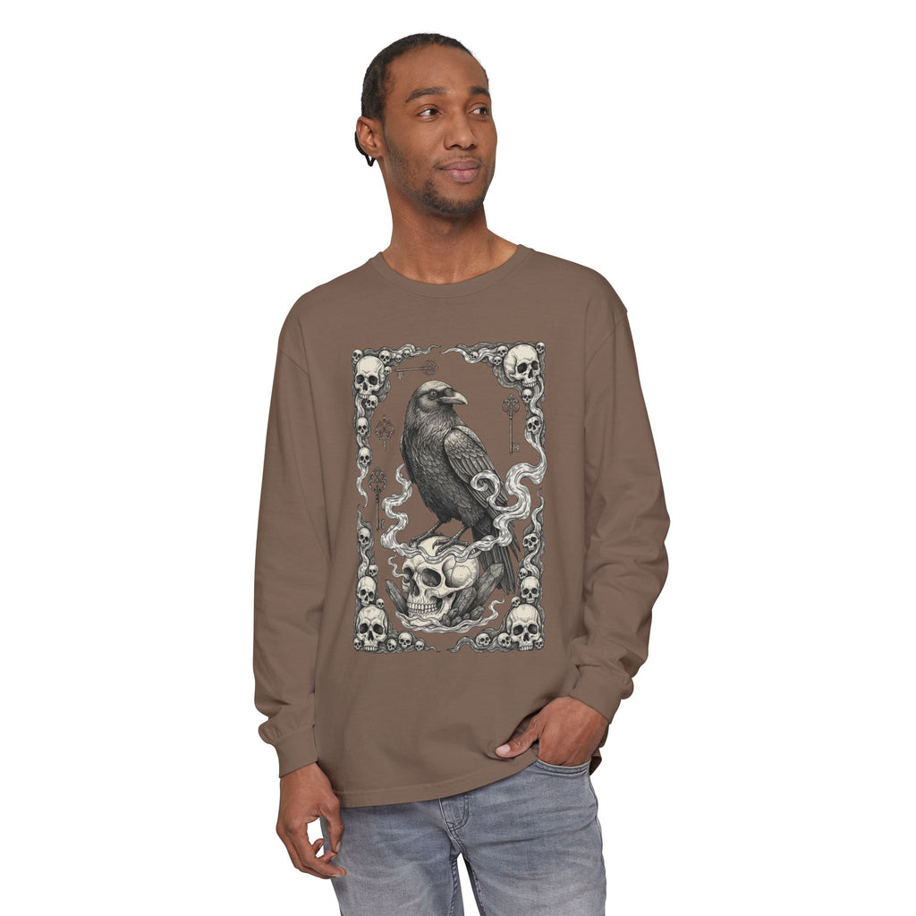 Raven Skull Card Long Sleeve T-Shirt