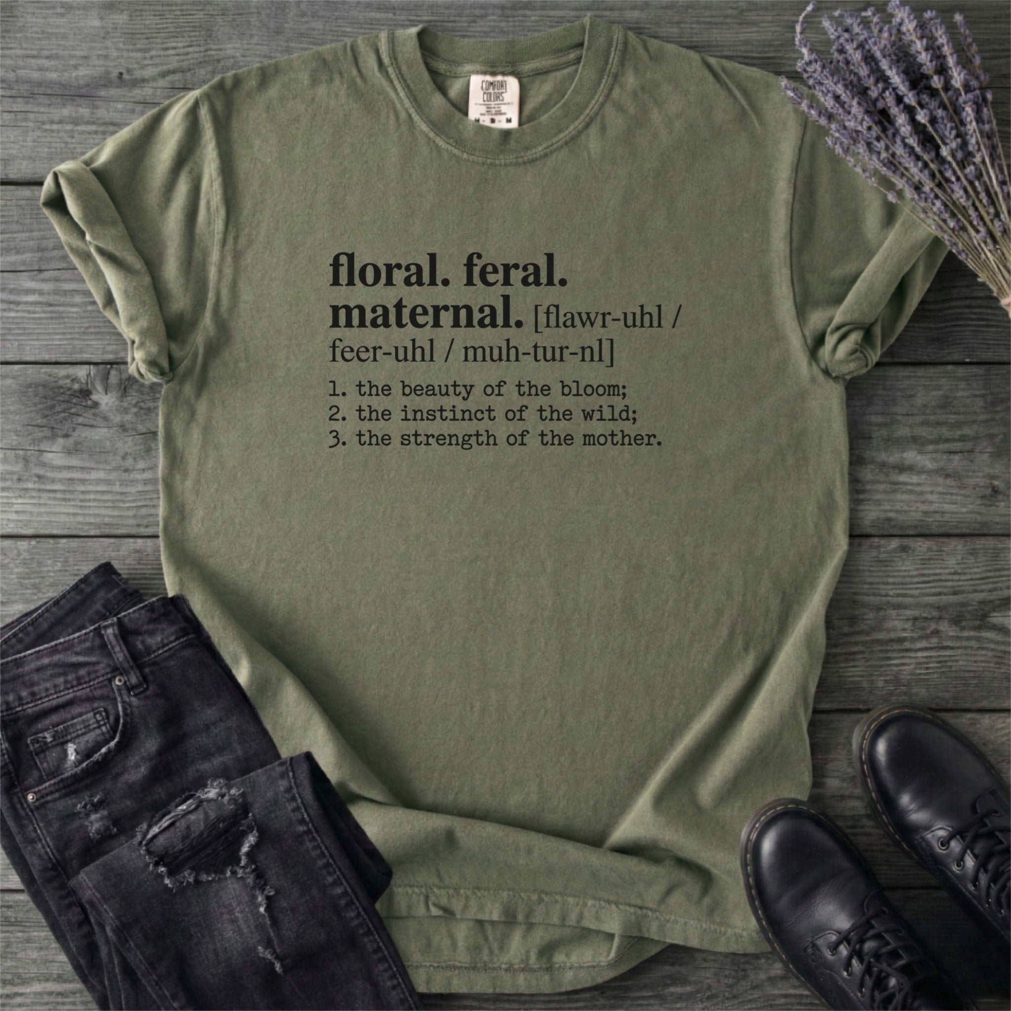 Floral Feral Maternal Dictionary T-Shirt