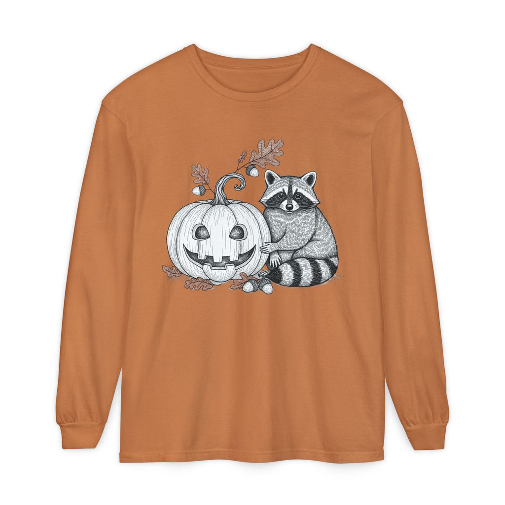 Raccoon And Pumpkin Long Sleeve T-Shirt