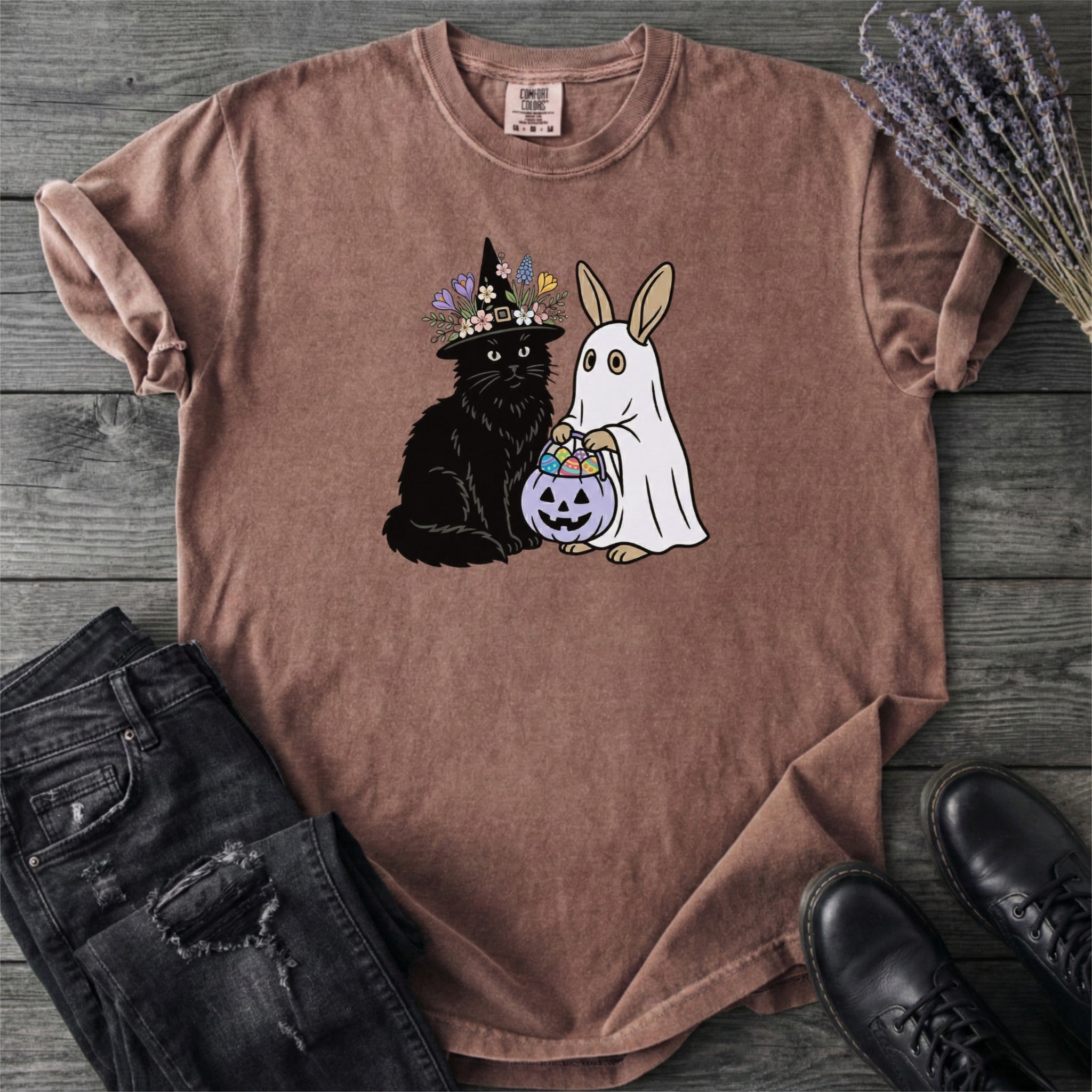Easter Bunny And Black Cat T-Shirt