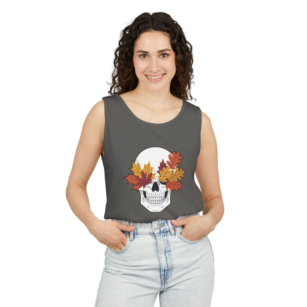 Fall Leaf Skull Tank Top