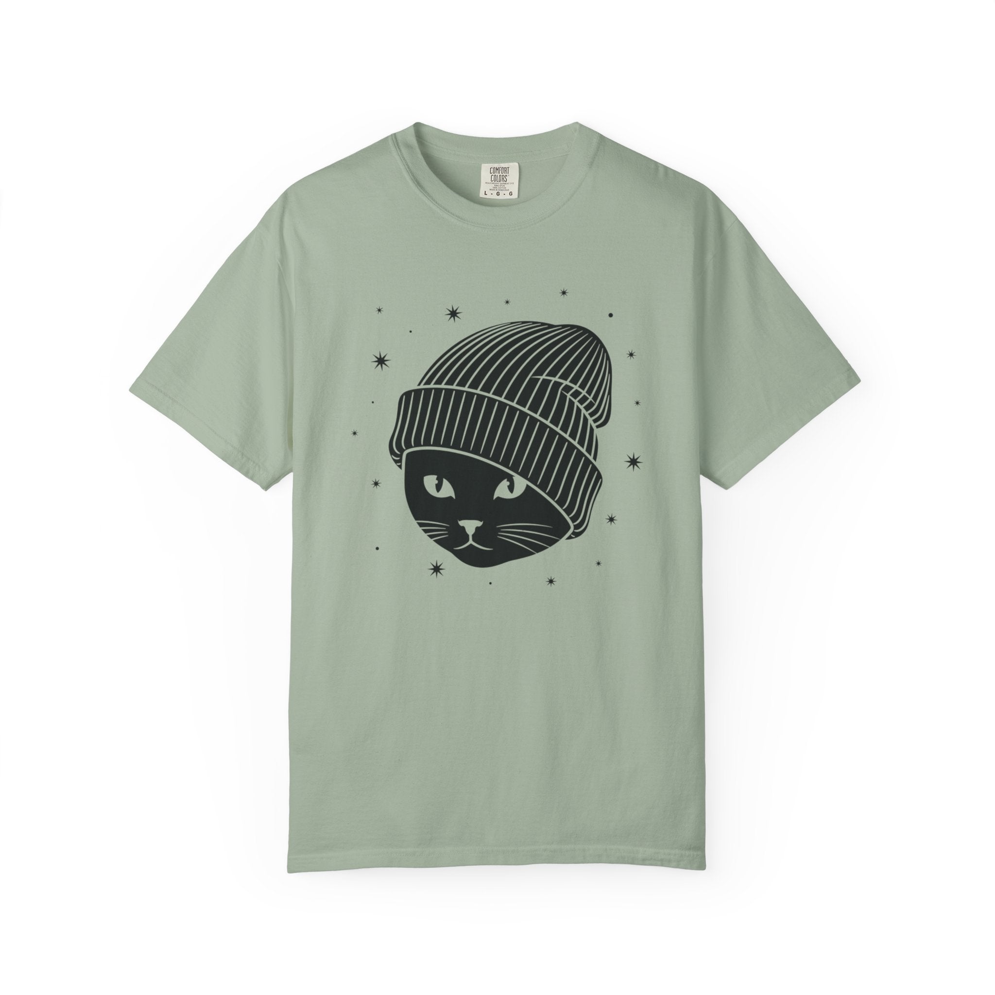 Black Cat Beanie T-Shirt
