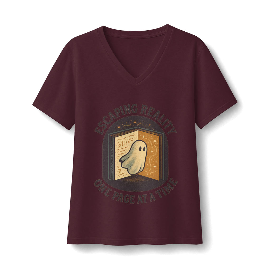 Escaping Reality One Page At A Time V-Neck T-Shirt