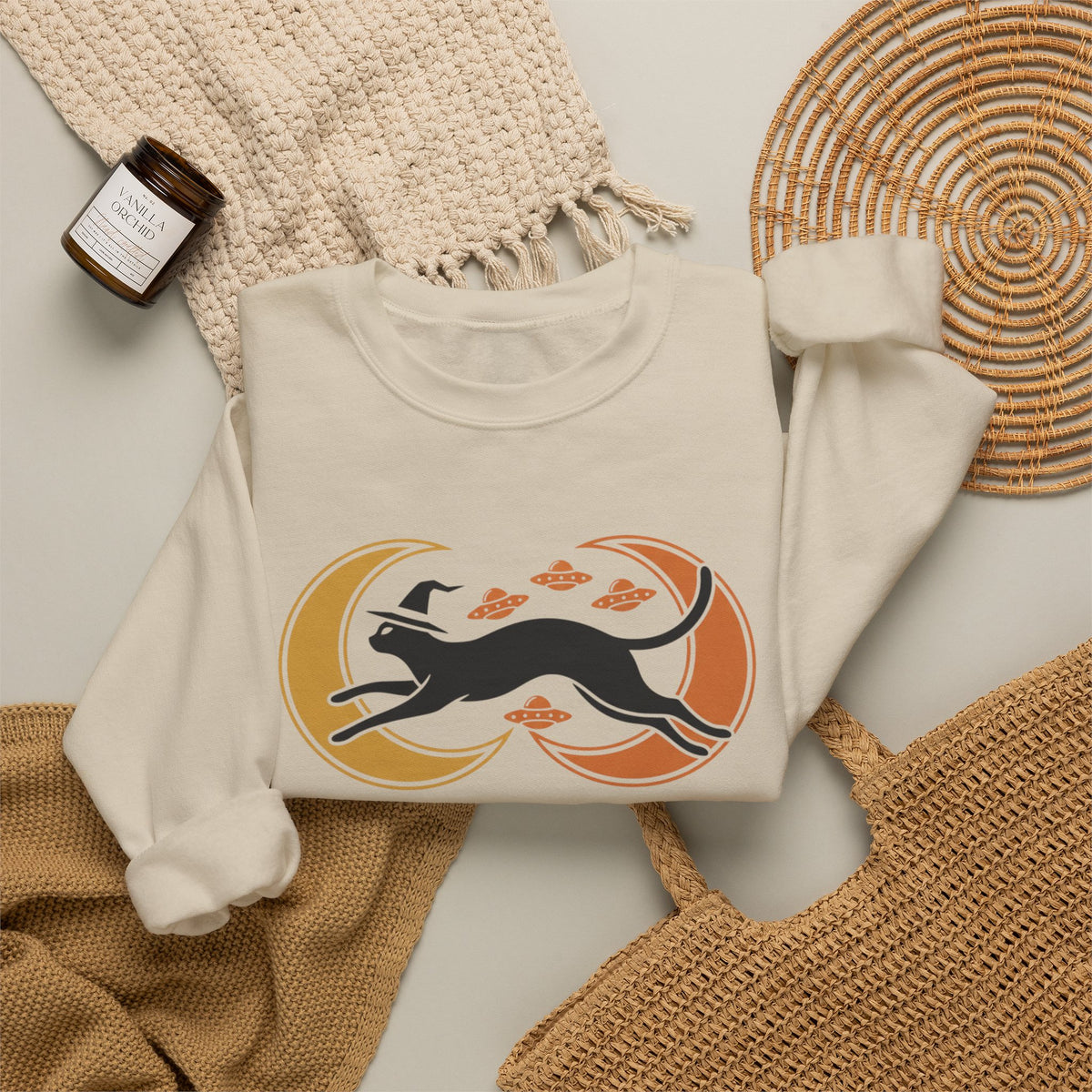 Witch Cat Celestial Ufo Sweatshirt
