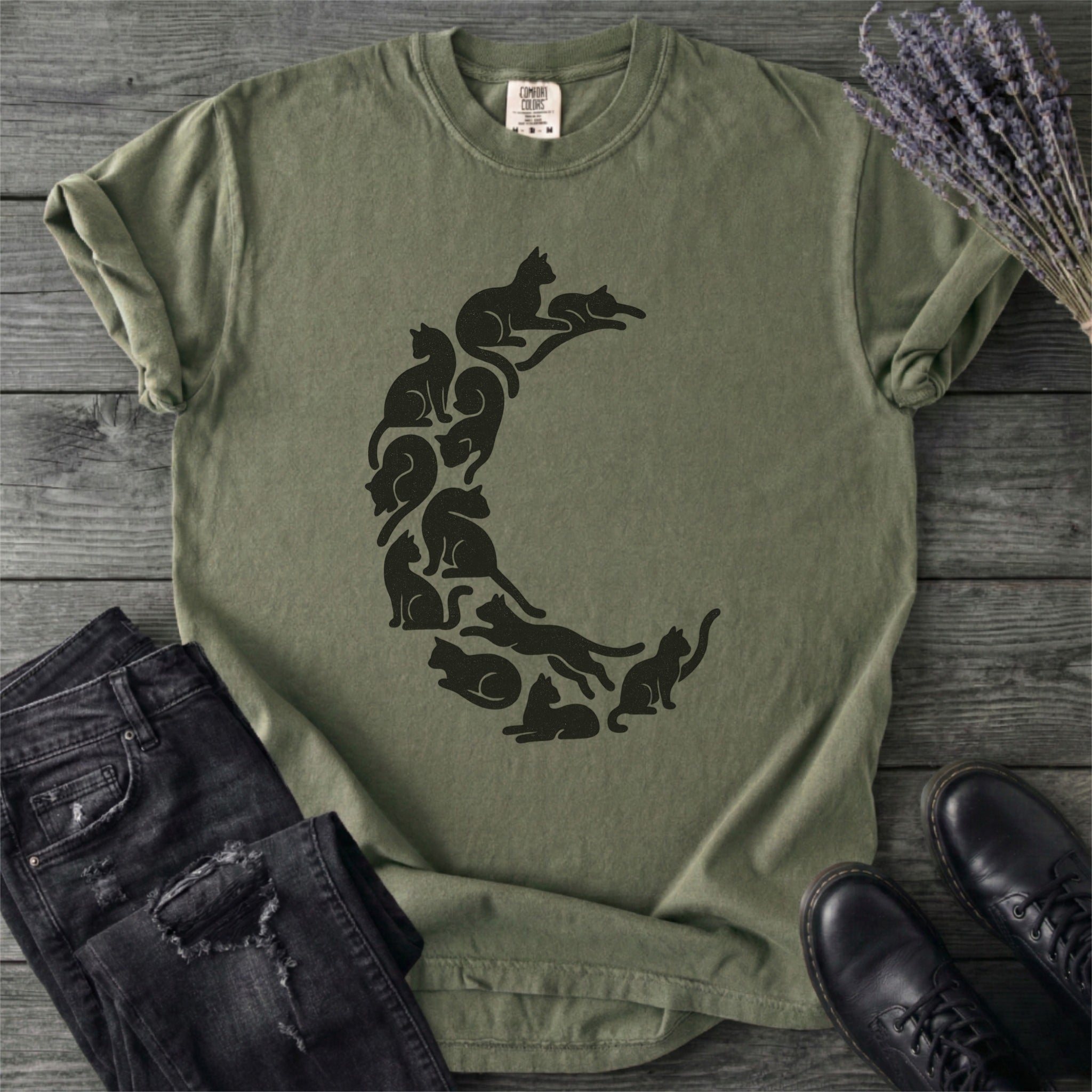 Crescent Moon Black Cats T-Shirt