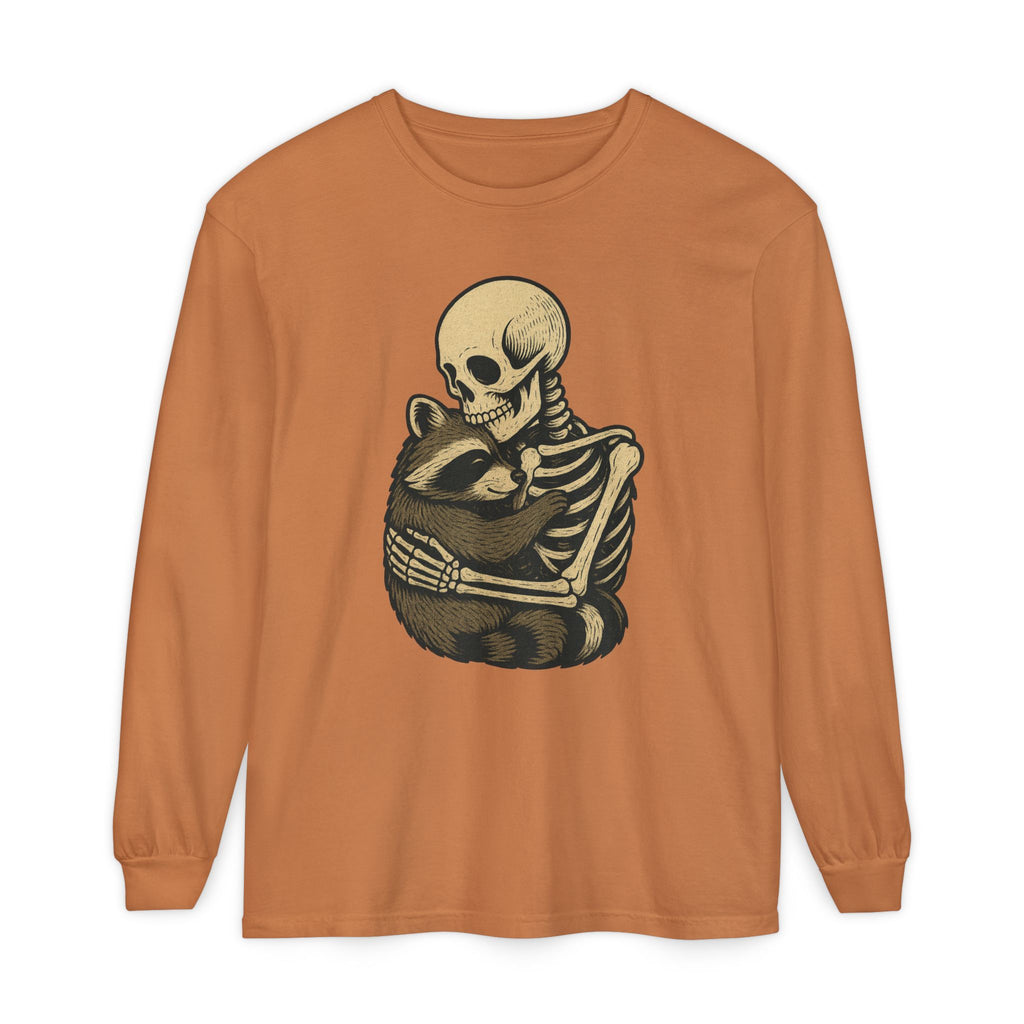 Skeleton Raccoon Hug Long Sleeve T-Shirt