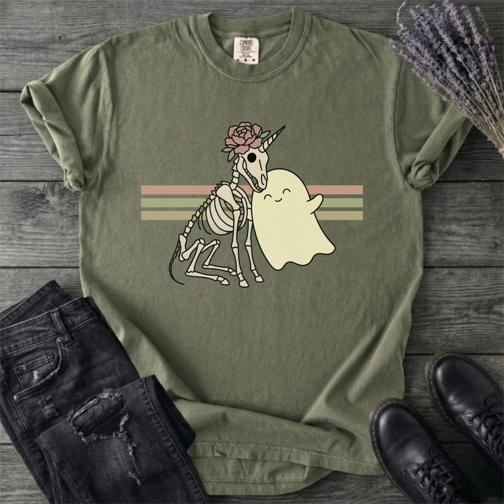 Unicorn Skeleton Ghost Hug T-Shirt