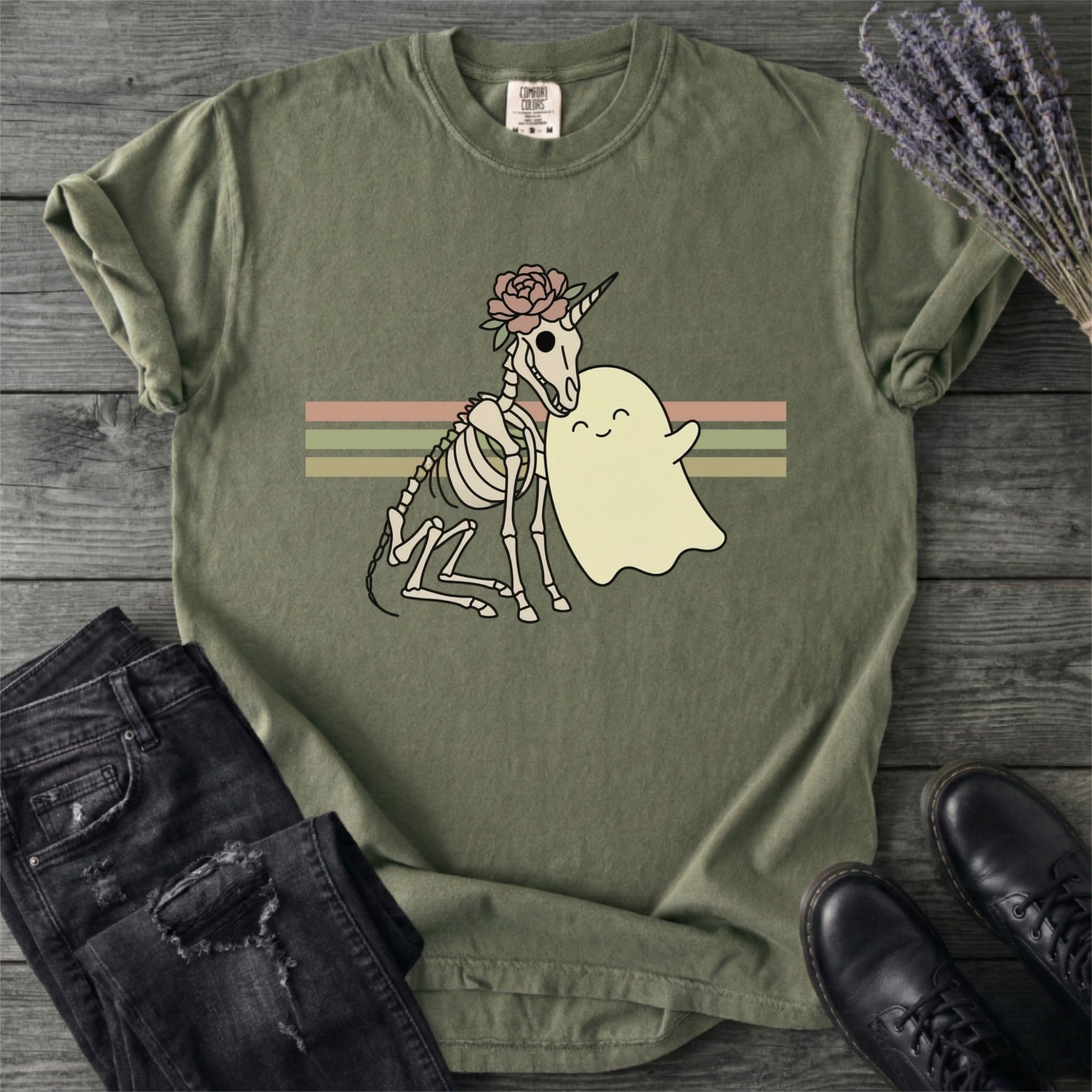 Unicorn Skeleton Ghost Hug T-Shirt