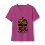 Pumpkin Skull V-Neck T-Shirt