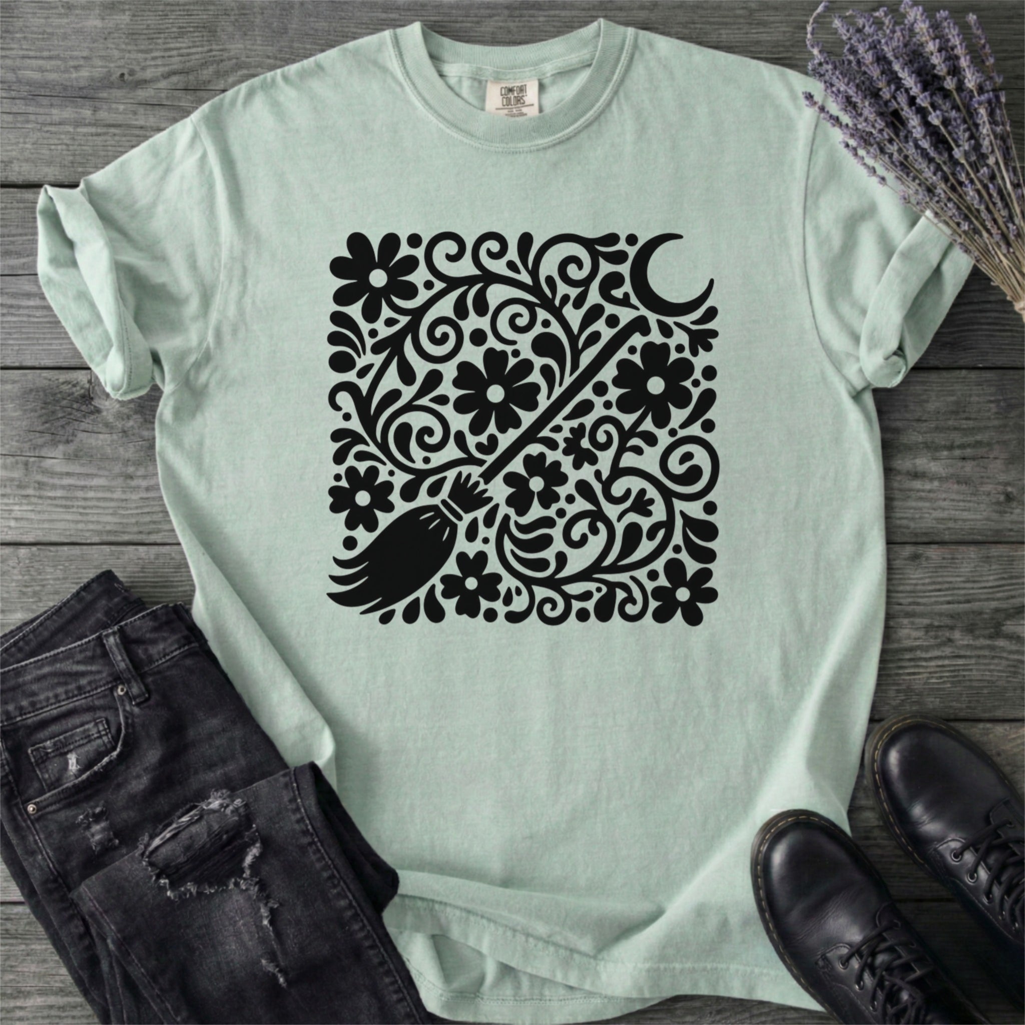 Witch'S Broom Floral T-Shirt