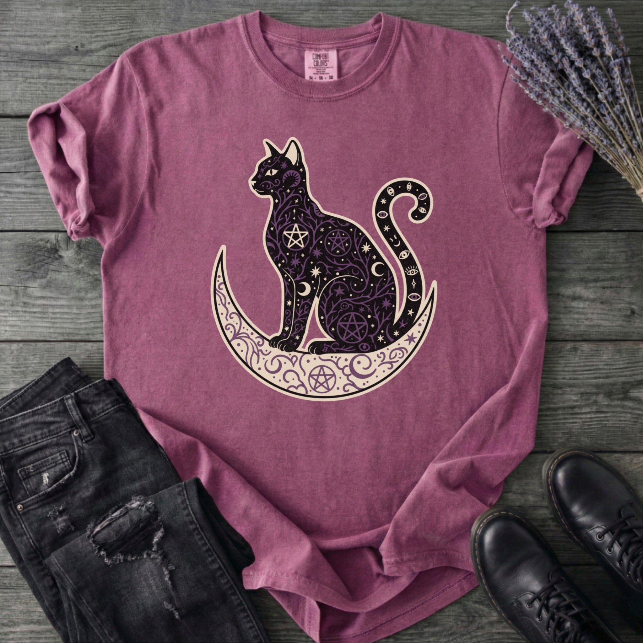 Celestial Cat Silhouette T-Shirt