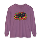 Black Cat Rolling Leaves Long Sleeve T-Shirt