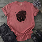 Black Cat Beanie T-Shirt
