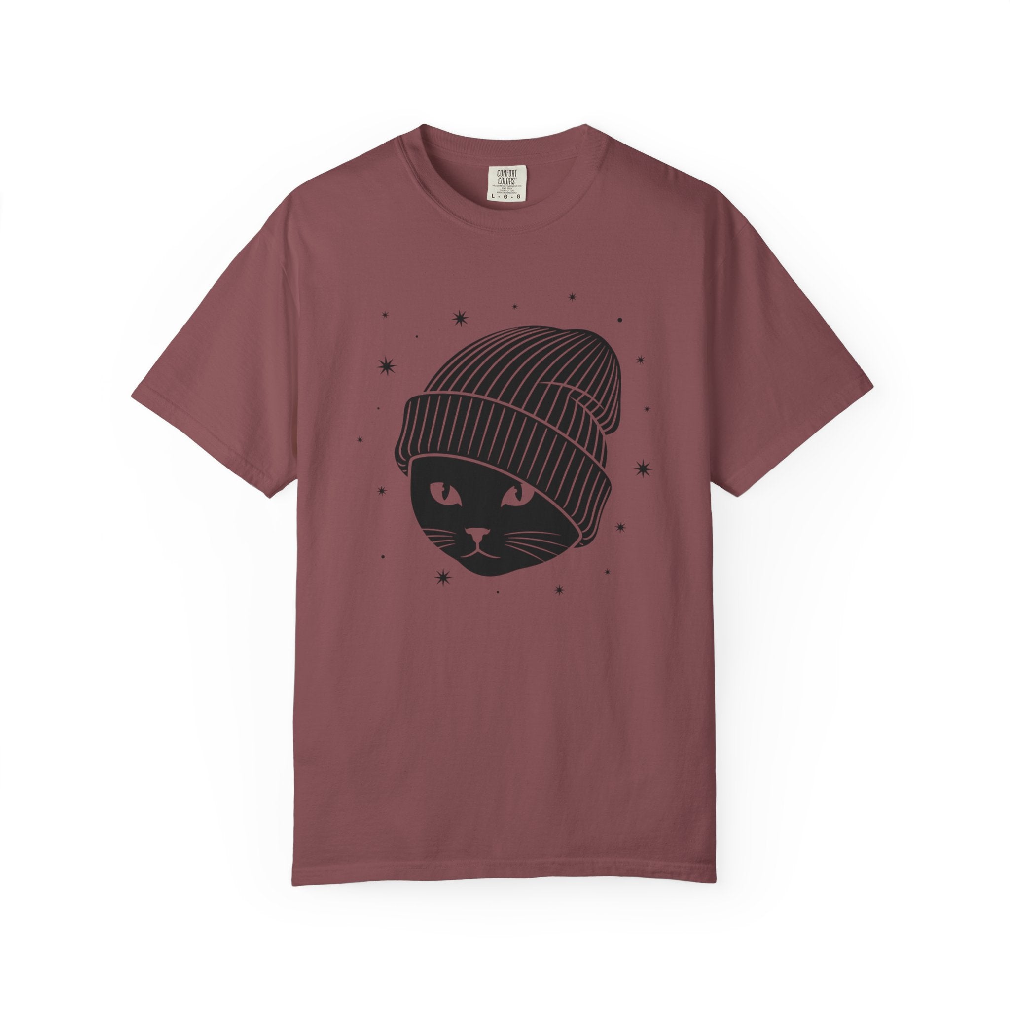 Black Cat Beanie T-Shirt