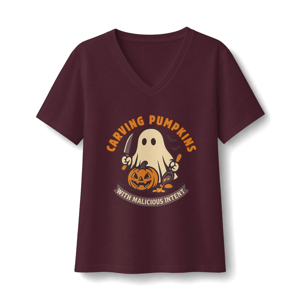 Carving Pumpkins Evolved V-Neck T-Shirt