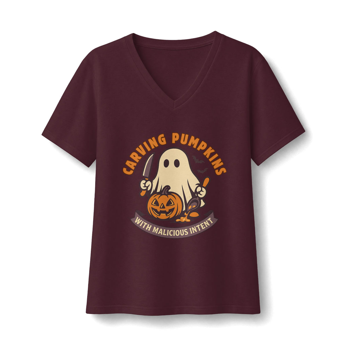 Carving Pumpkins Evolved V-Neck T-Shirt