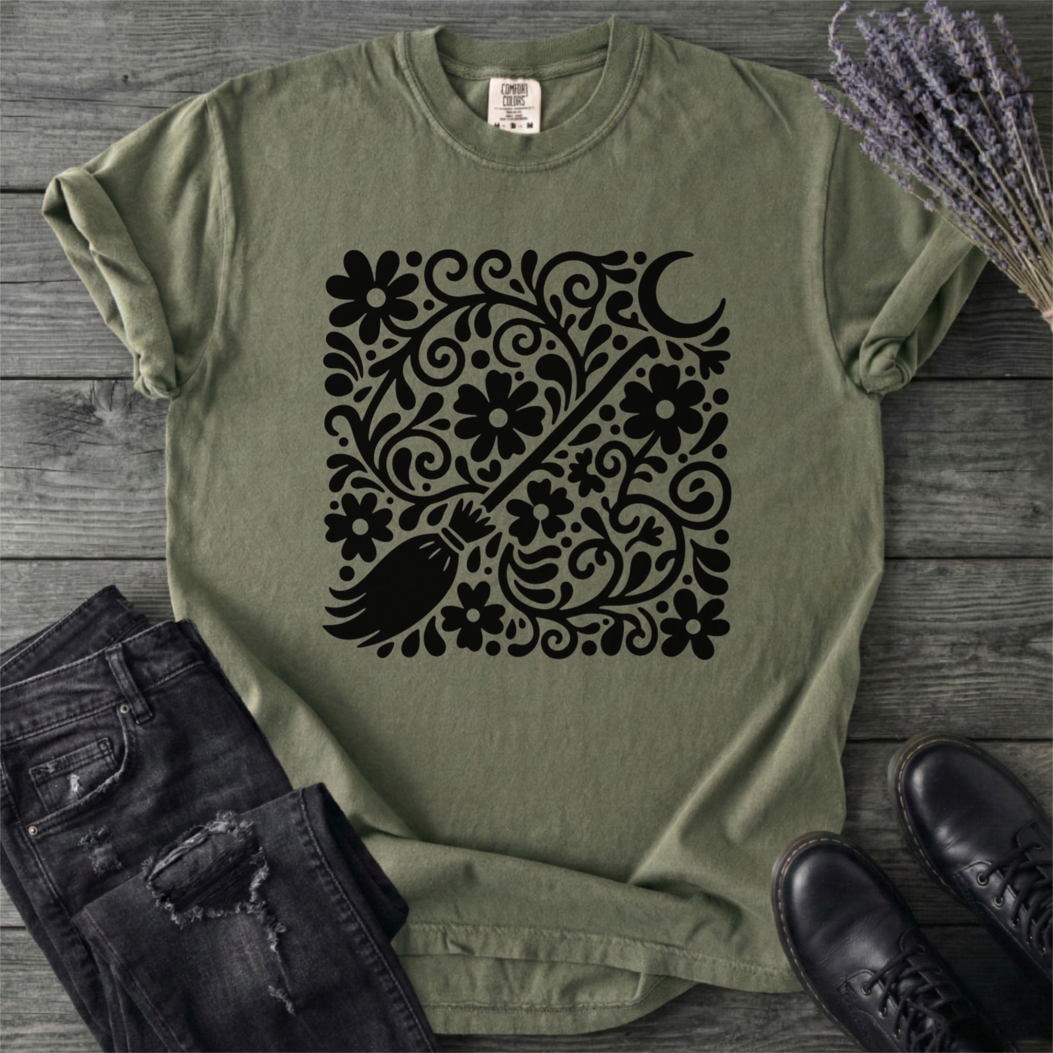 Witch'S Broom Floral T-Shirt