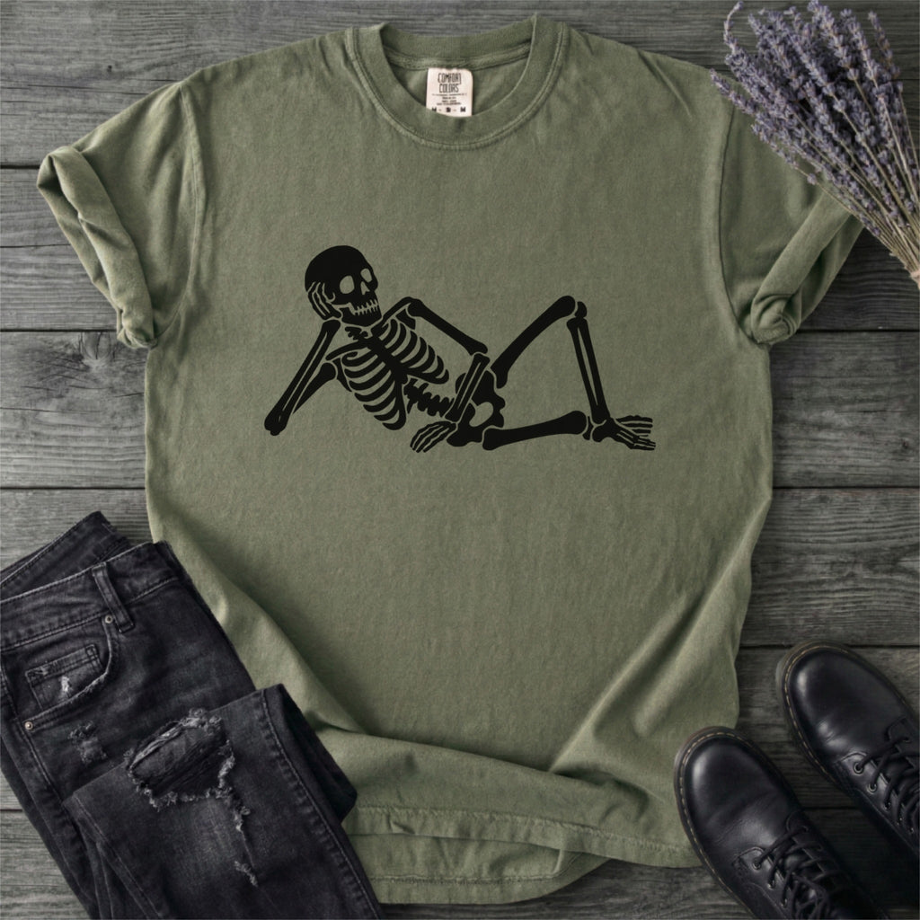 Lounging Skeleton Gothic T-Shirt