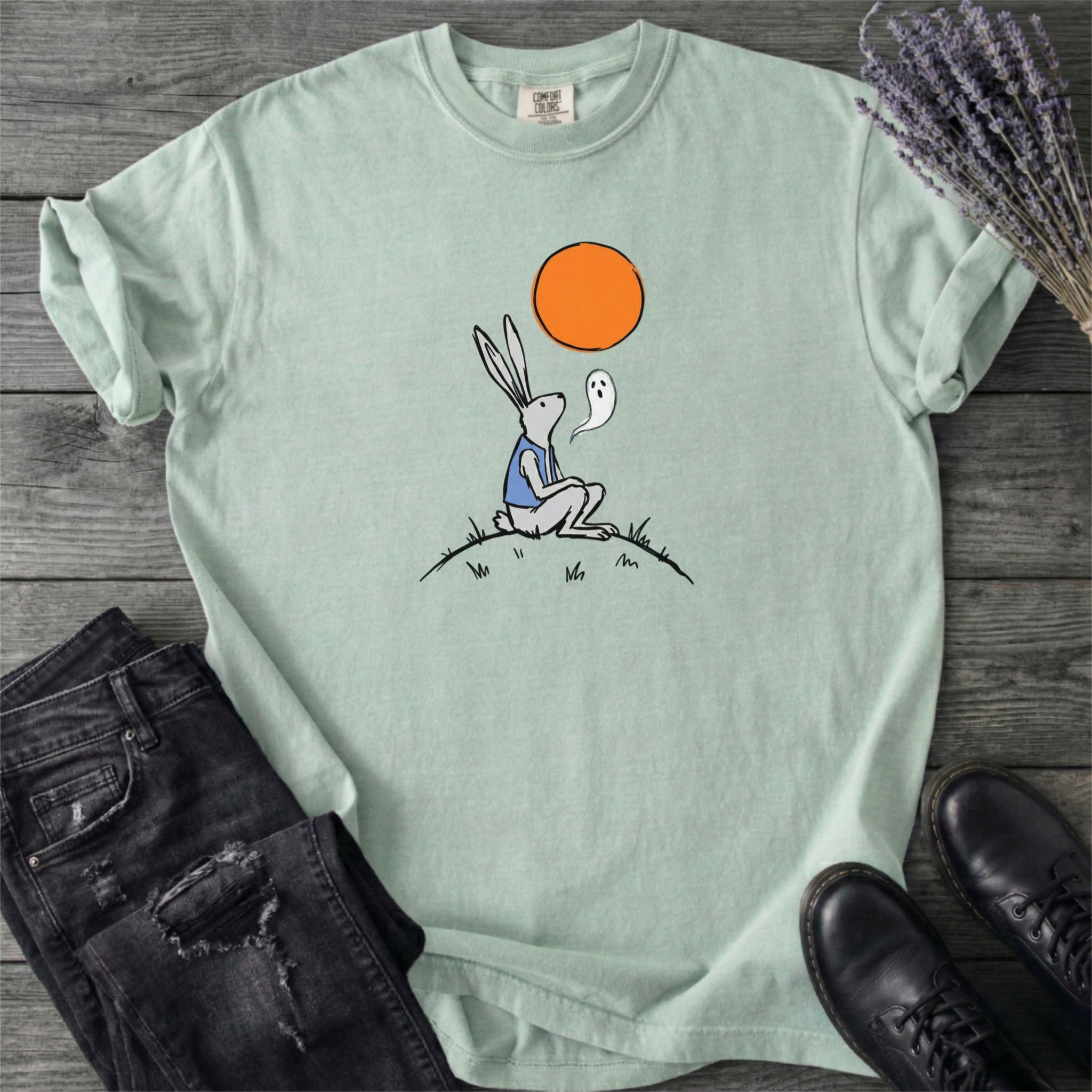 Moonlit Rabbit And Ghost T-Shirt