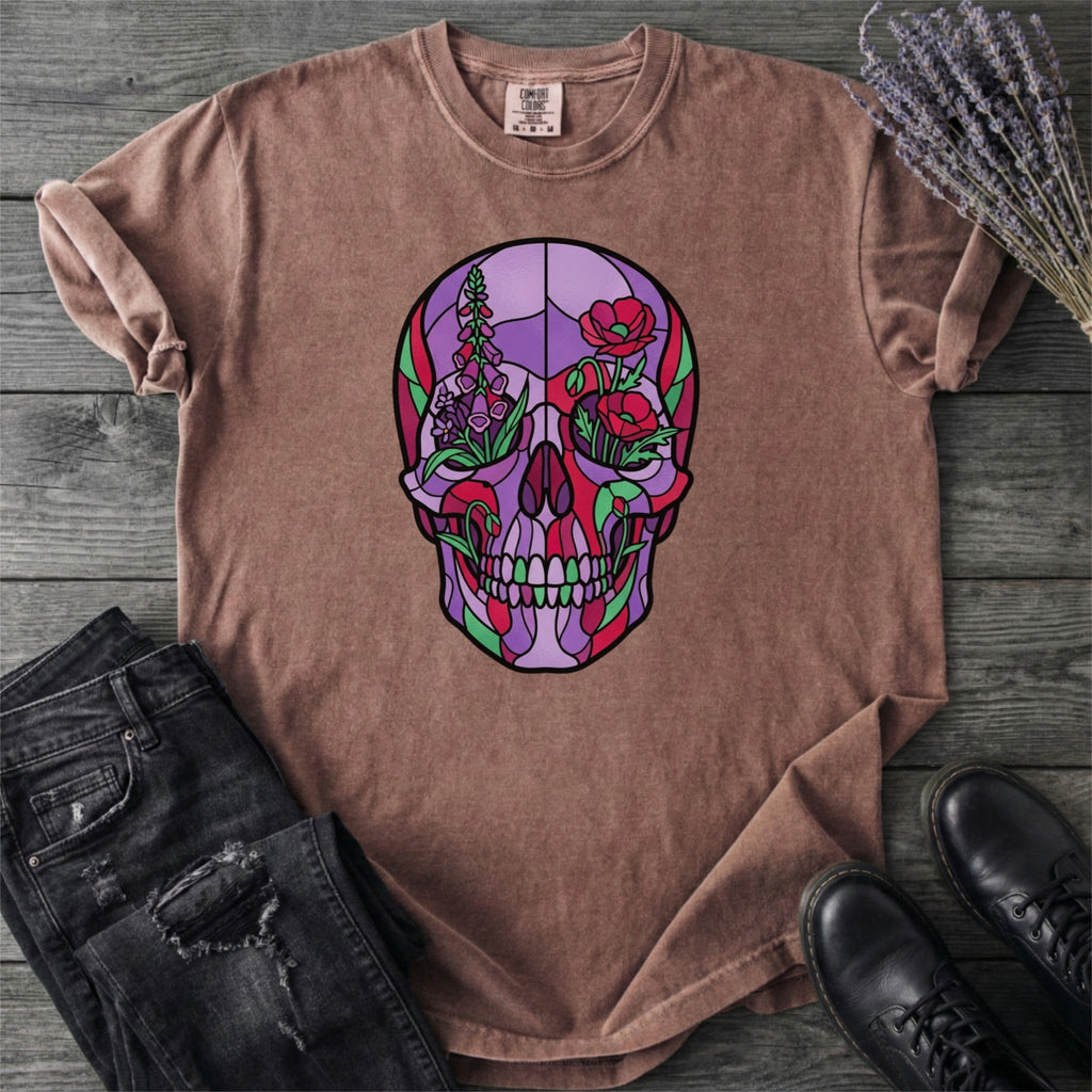 Botanical Stained Glass Skull T-Shirt