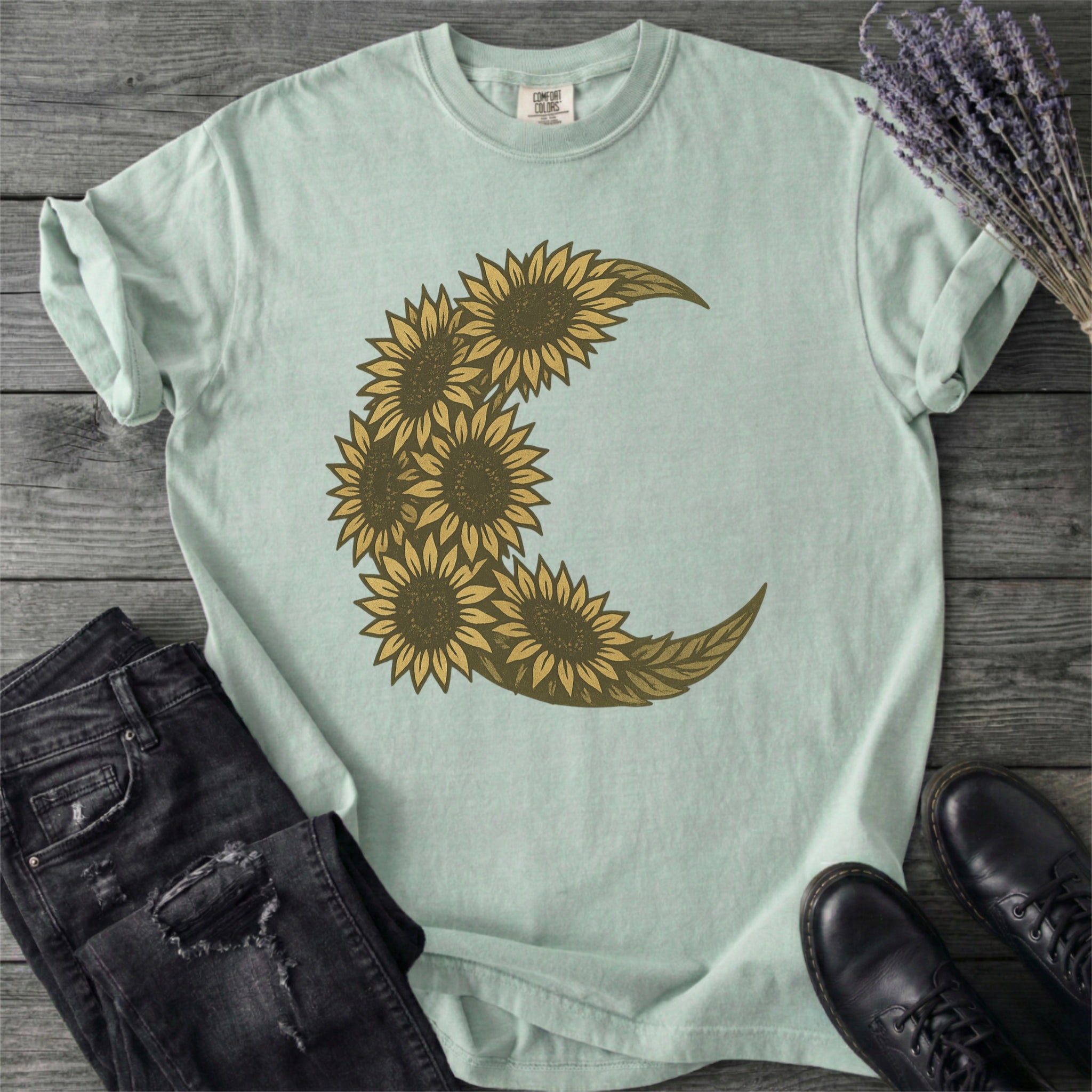 Crescent Moon Sunflowers T-Shirt