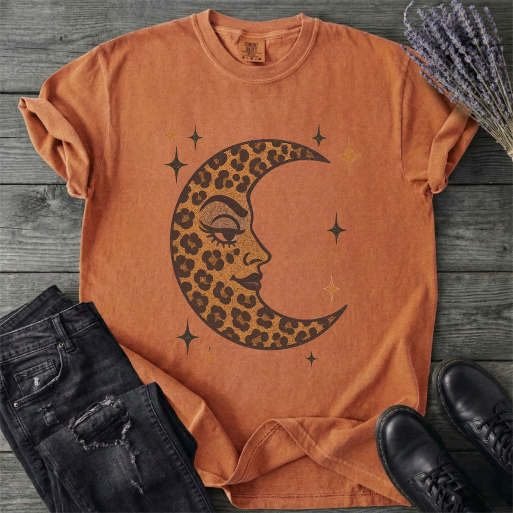 Leopard Print Crescent Moon T-Shirt