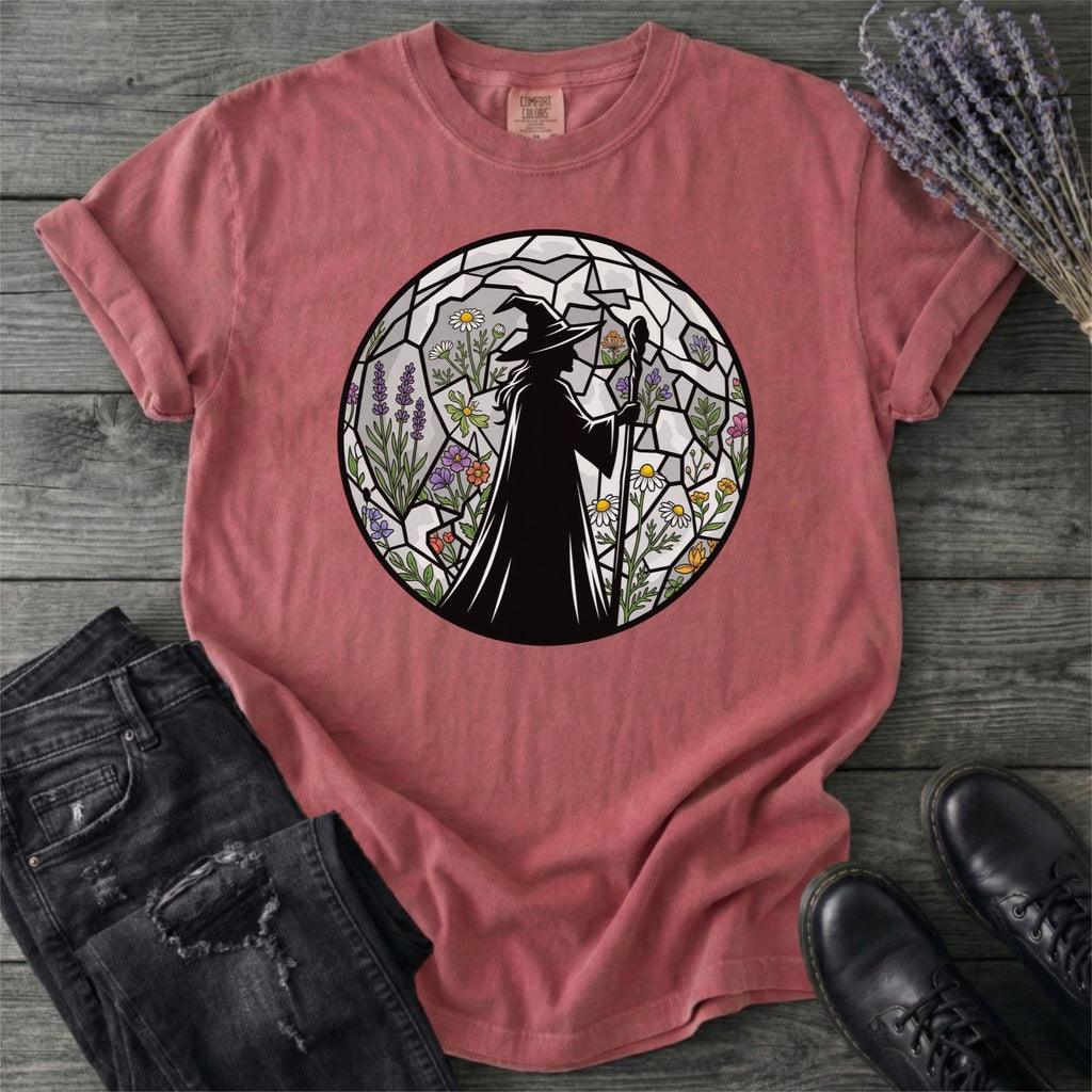Stained Glass Botanical Witch T-Shirt
