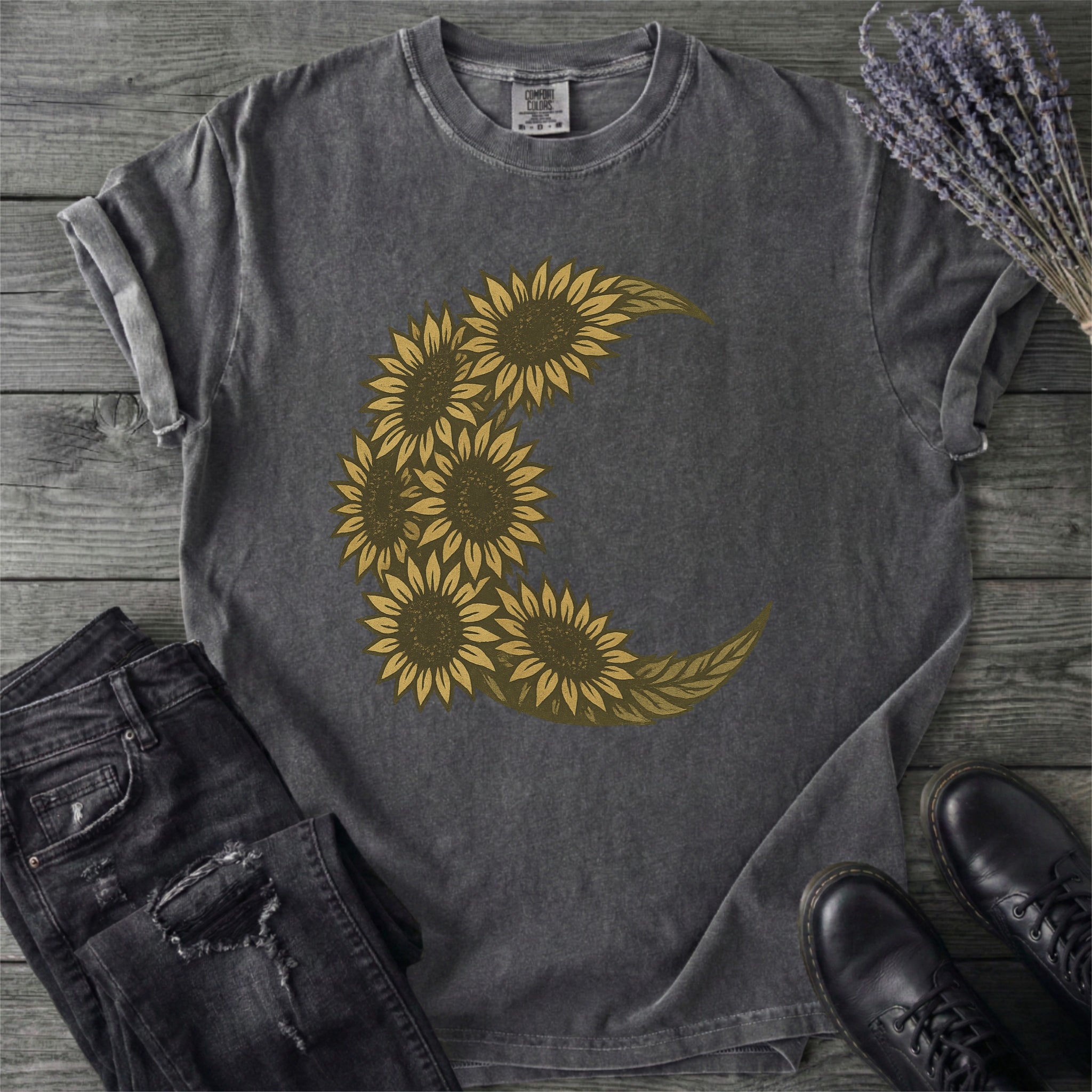 Crescent Moon Sunflowers T-Shirt