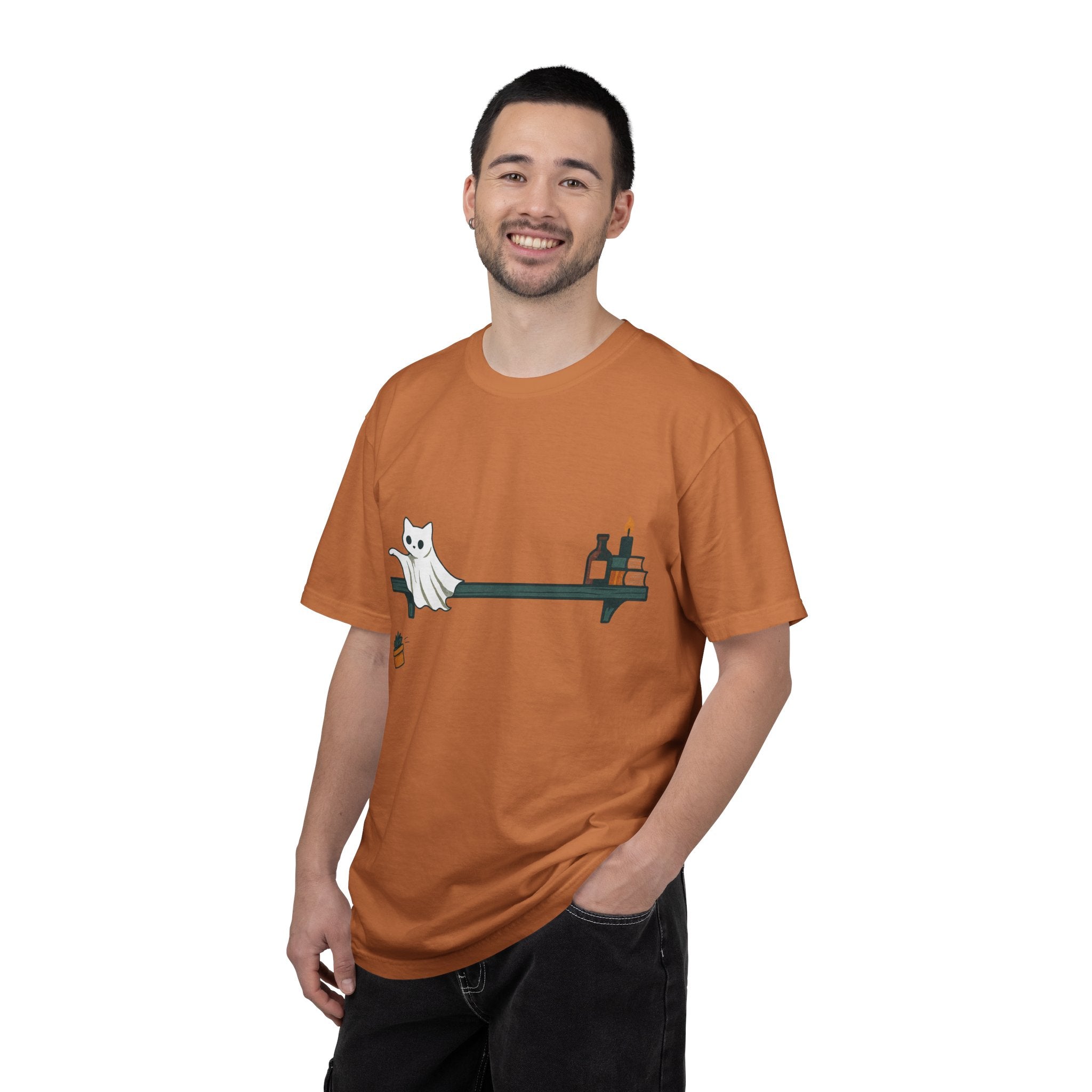 Ghost Cat Knocking Off T-Shirt
