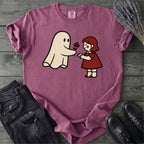 Ghost Giving Girl Flower T-Shirt