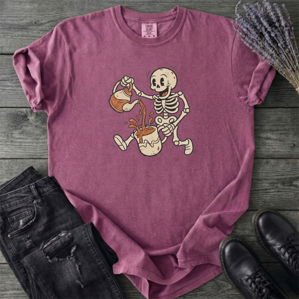 Coffee Skeleton Cartoon T-Shirt