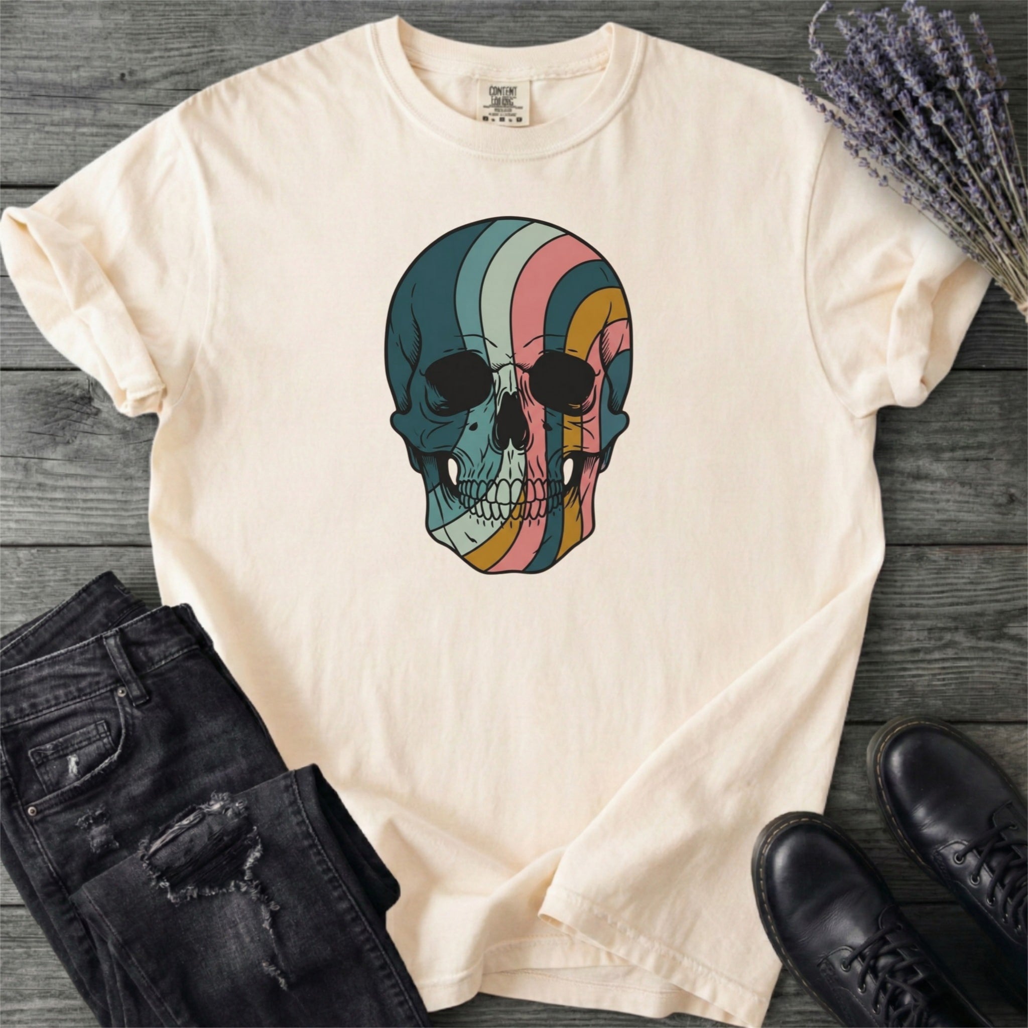 Psychedelic Striped Skull T-Shirt