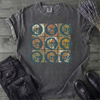 Grunge Skull Floral Grid T-Shirt