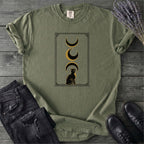 Art Deco Black Cat Moon Phases T-Shirt