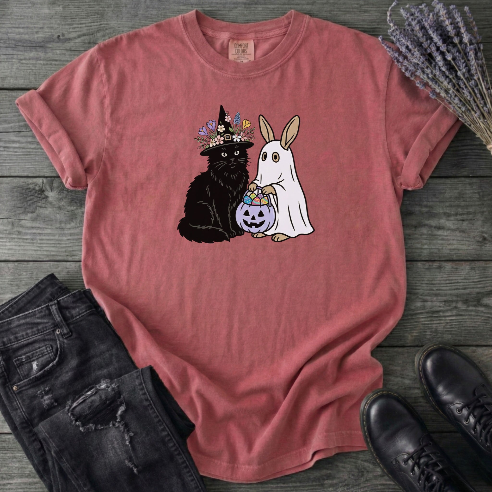 Easter Bunny And Black Cat T-Shirt