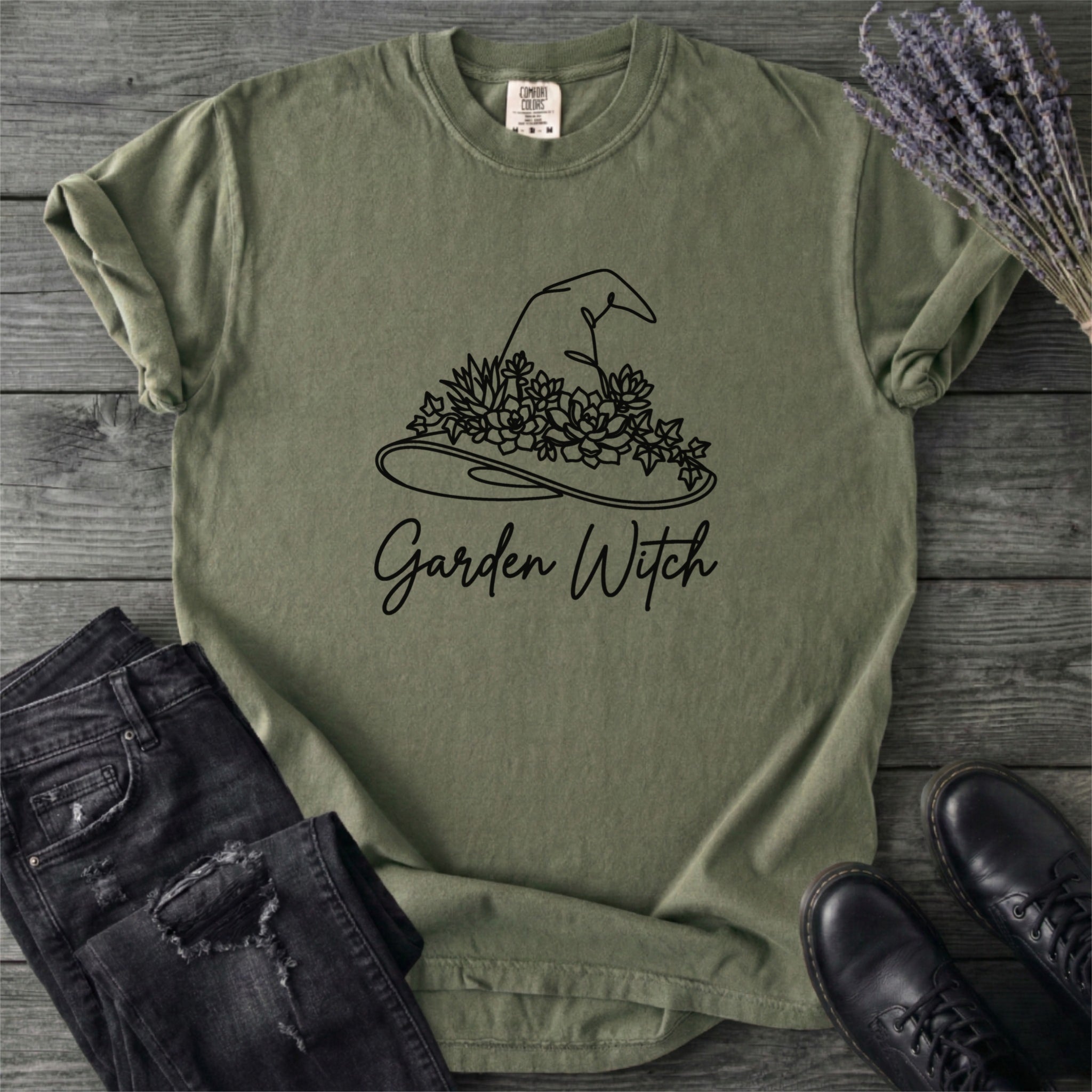 Garden Witch Floral Hat T-Shirt