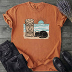 Black Cat Tiki Beach T-Shirt
