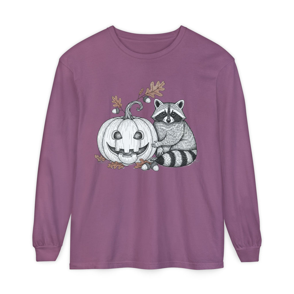 Raccoon And Pumpkin Long Sleeve T-Shirt